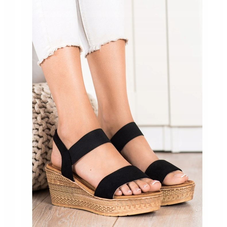 Queentina Sandales en daim clair noir 2