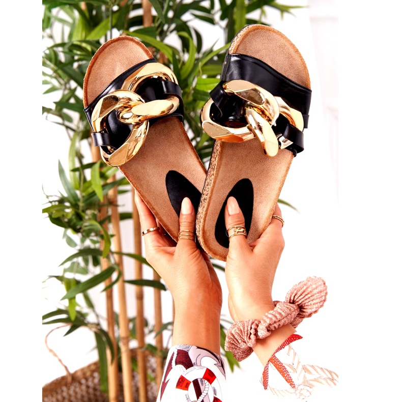 PS1 Tongs Blanches Avec Une Chaîne Last Dance doré 1