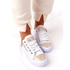 Sneakers Femme Avec Fermeture à Glissière Blanc-Or Festival doré 3
