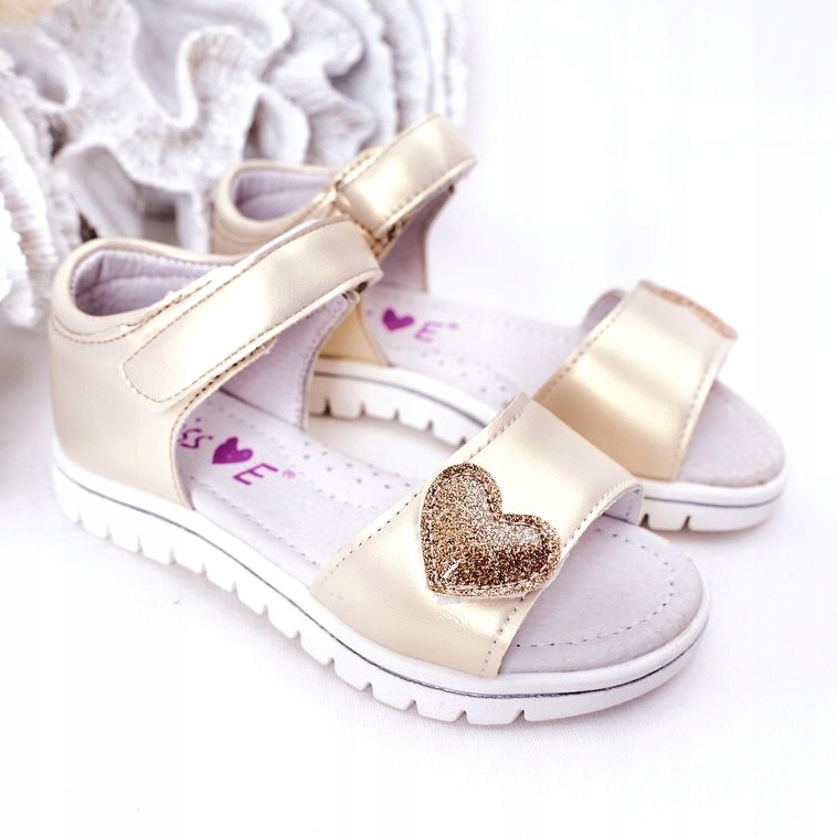Sandales pour enfants avec velcro Golden Sweetheart doré 2
