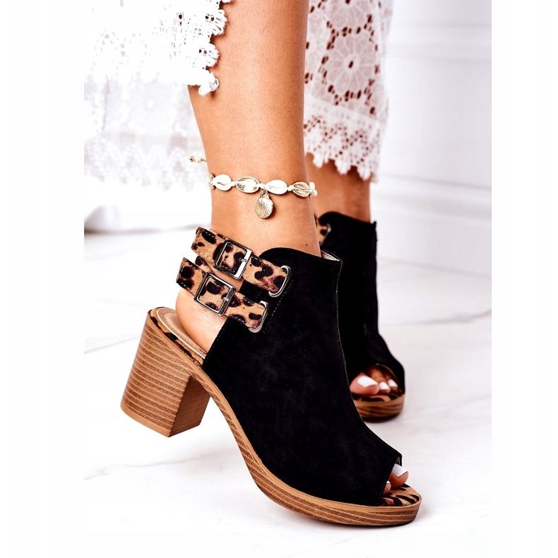 Sandales En Daim On A Bar Lu Boo Léopard Noir brun le noir 2