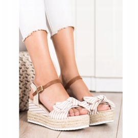 Sweet Shoes Espadrilles Sandales À Rayures beige brun 2