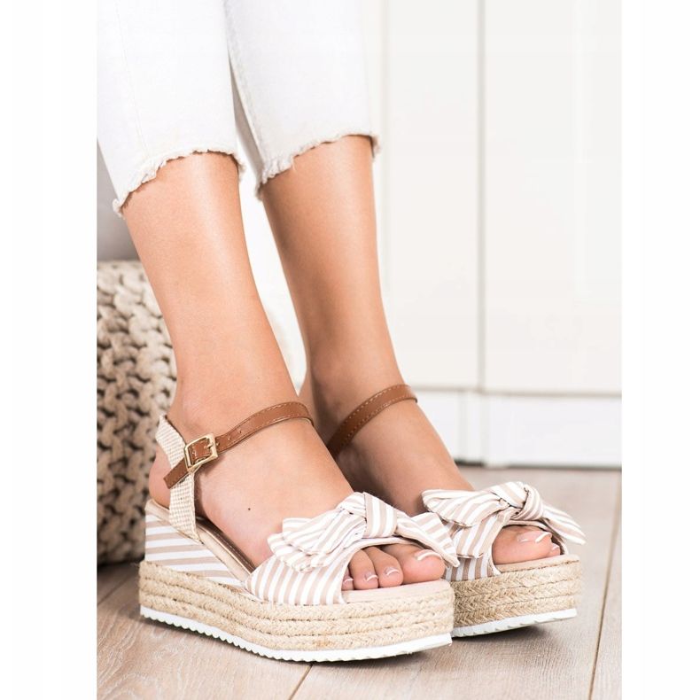 Sweet Shoes Espadrilles Sandales À Rayures beige brun 2