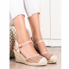 Sweet Shoes Espadrilles Ajourées Sur Le Compensé beige brun rose 1