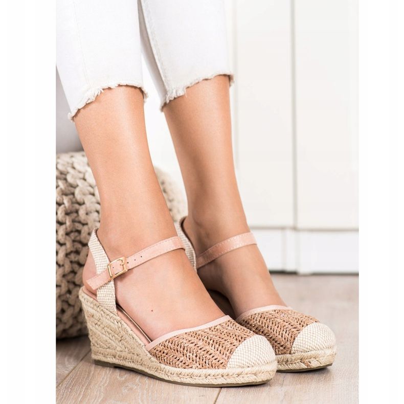 Sweet Shoes Espadrilles Ajourées Sur Le Compensé beige brun rose 1