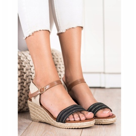SHELOVET Sandales espadrilles décontractées beige brun le noir 1