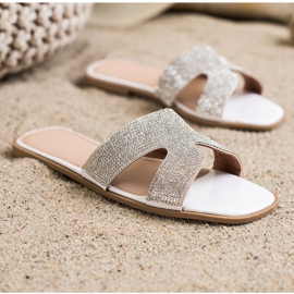 SHELOVET Pantoufles Avec Cristaux blanche 1