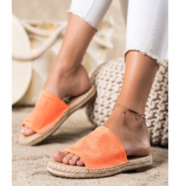 SHELOVET Pantoufles classiques en daim orange 2