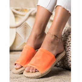 SHELOVET Pantoufles classiques en daim orange 3
