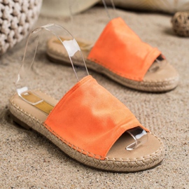 SHELOVET Pantoufles classiques en daim orange 1