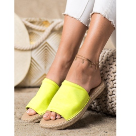 SHELOVET Pantoufles classiques en daim jaune 3