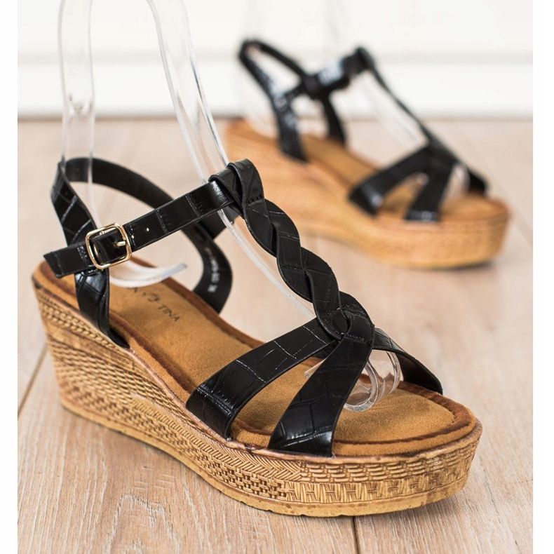 Queentina Sandales en cuir écologique le noir 1 Queentina Sandales en cuir écologique le noir 1