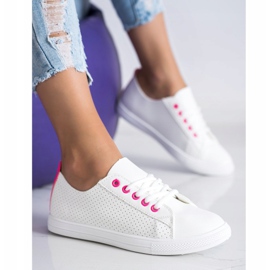 SHELOVET Baskets ajourées avec cuir écologique blanche 2