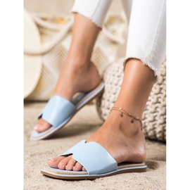 SHELOVET Pantoufles élégantes en cuir écologique bleu 1 SHELOVET Pantoufles élégantes en cuir écologique bleu 1