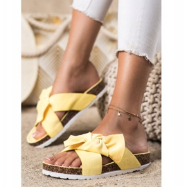 Ideal Shoes Pantoufles à la mode jaune 1
