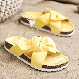 Ideal Shoes Pantoufles à la mode jaune 3