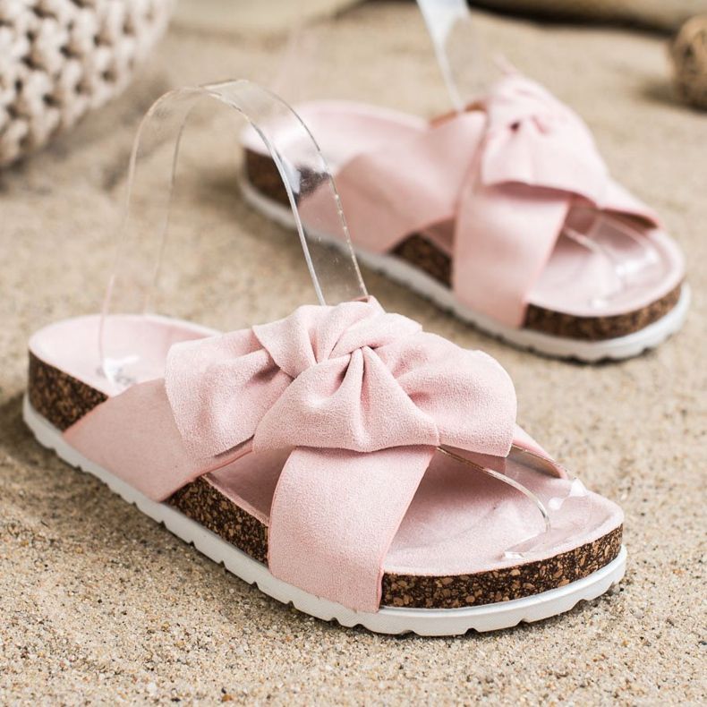 Ideal Shoes Pantoufles à la mode rose 1