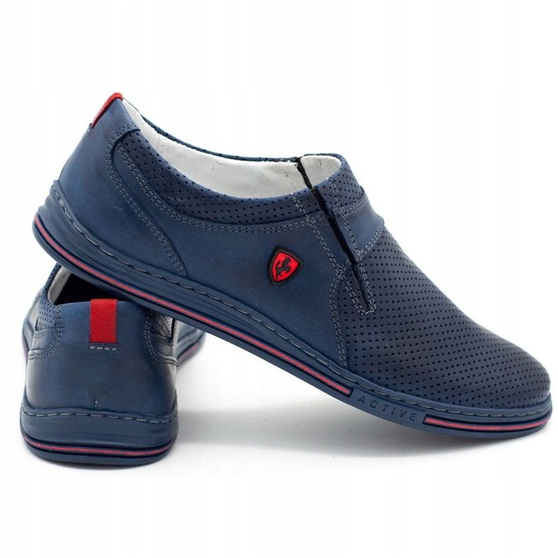 Polbut Chaussures homme en cuir 362, perforées, bleu marine 2 Polbut Chaussures homme en cuir 362, perforées, bleu marine 2