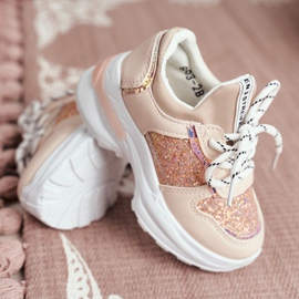 FRROCK Chaussures de sport pour enfants avec paillettes rose Matylda 3