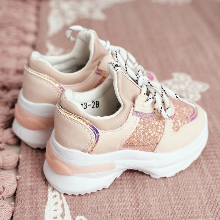 FRROCK Chaussures de sport pour enfants avec paillettes rose Matylda 2