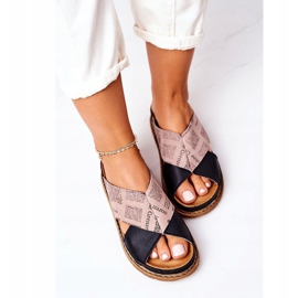 Maciejka 04986-01 Pantoufles en cuir profilées noir-marron brun 1