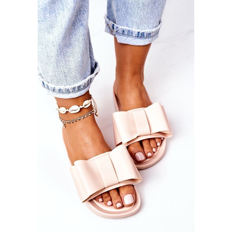 Tongs en caoutchouc beige April avec nœud 1