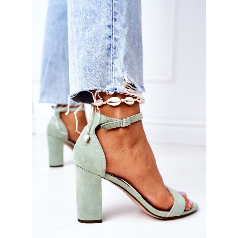PS1 Sandales en daim vertes sur une barre verte de Florence 1