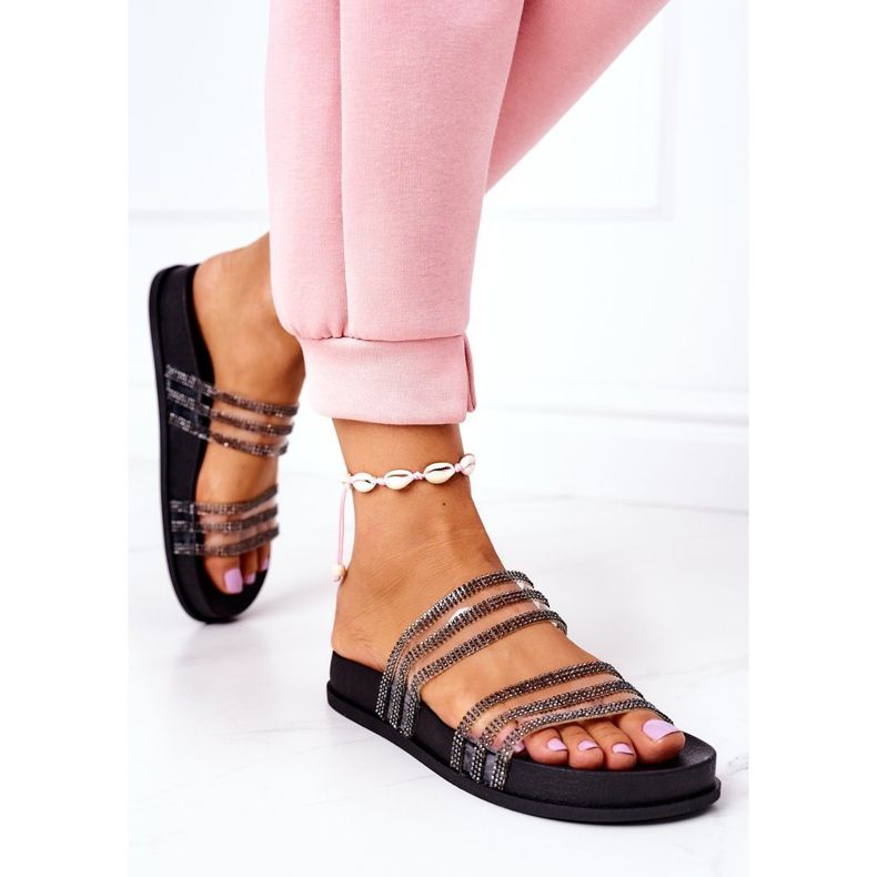 PS1 Miss You Pantoufles En Caoutchouc Noir Avec Oxyde De Zirconium 2