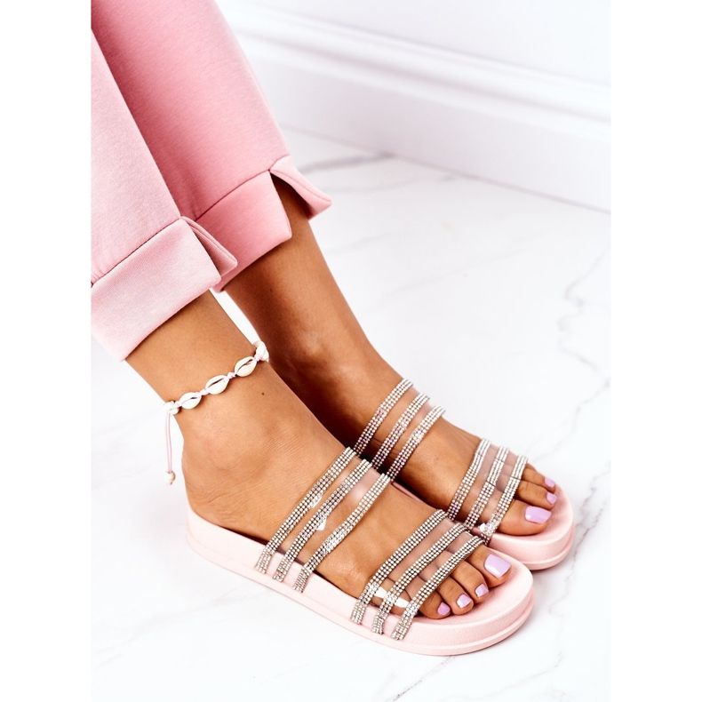 PS1 Pantoufles En Caoutchouc Avec Oxyde De Zirconium Rose Miss You 1