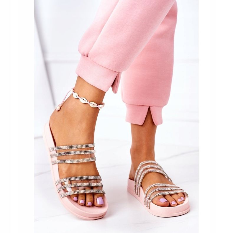 PS1 Pantoufles En Caoutchouc Avec Oxyde De Zirconium Rose Miss You 2