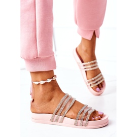 PS1 Pantoufles En Caoutchouc Avec Oxyde De Zirconium Rose Miss You 3