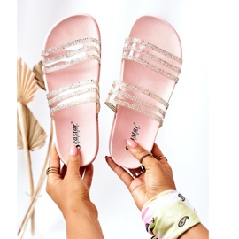 PS1 Pantoufles En Caoutchouc Avec Oxyde De Zirconium Rose Miss You 4