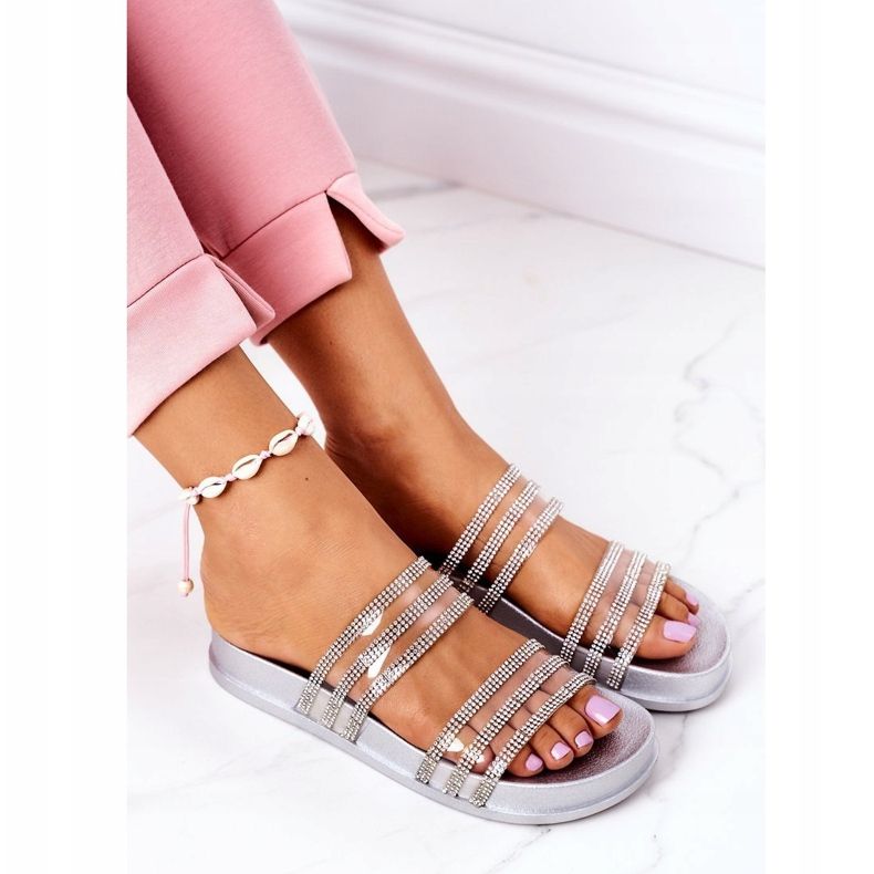 PS1 Pantoufles En Caoutchouc Avec Zircon Argenté Miss You 1