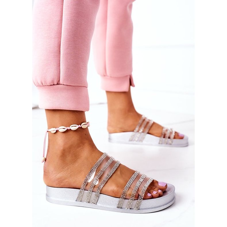 PS1 Pantoufles En Caoutchouc Avec Zircon Argenté Miss You 2