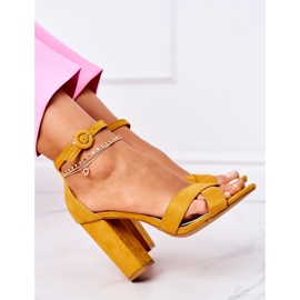 PS1 Sandales À Talons Pour Femmes En Daim Jaune Telmen 6