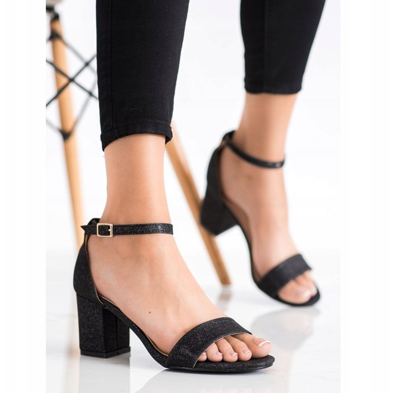 Mannika Sandales classiques à paillettes noir 1