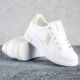 SHELOVET Baskets en cuir écologique blanc 1
