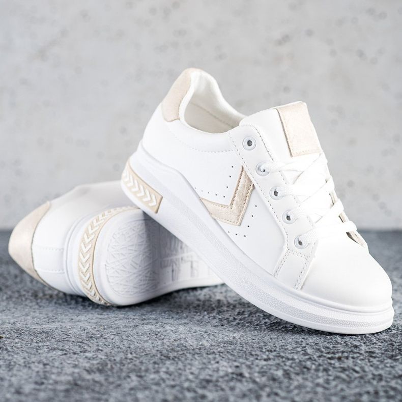 SHELOVET Baskets en cuir écologique blanche 1