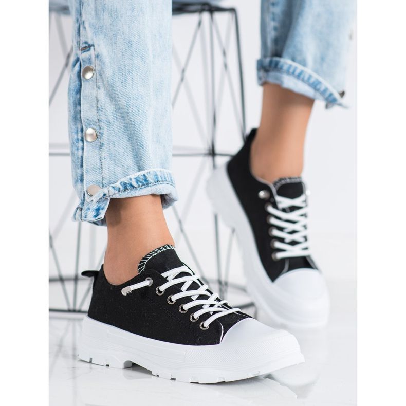 Sabatina Baskets à la mode sur la plate-forme le noir 1