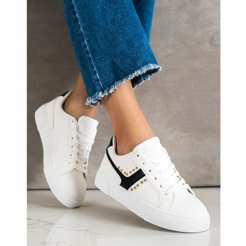 SHELOVET Chaussures nouées avec empiècement noir blanc 2