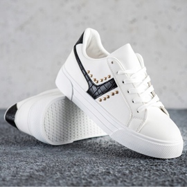 SHELOVET Chaussures nouées avec empiècement noir blanc 1