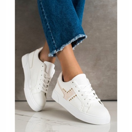 SHELOVET Chaussures nouées avec empiècement beige blanc 2