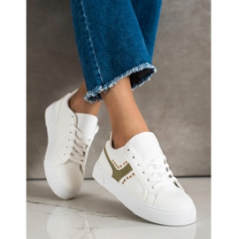 SHELOVET Chaussures nouées avec insert vert blanche 1