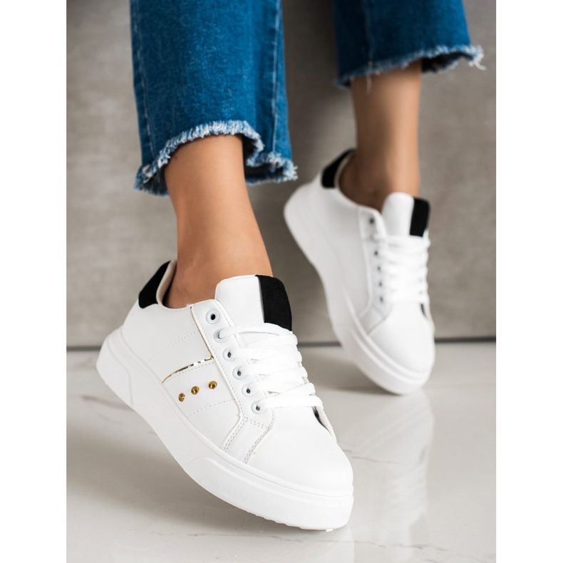 SHELOVET Baskets en cuir écologique blanche 1 SHELOVET Baskets en cuir écologique blanche 1