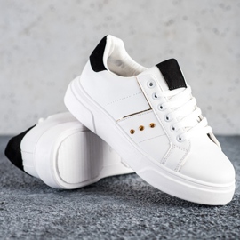 SHELOVET Baskets en cuir écologique blanc 2