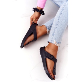 NEWS Tongs Caoutchouc Femme Noir Alma 6