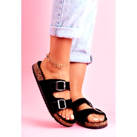 EVE Chaussons Femme En Liège Avec Boucles Noir Si Senor 1