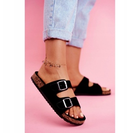 EVE Chaussons Femme En Liège Avec Boucles Noir Si Senor 3