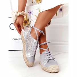 S.Barski Espadrilles Ajourées Lacées S. Barski L17704 Argent 3