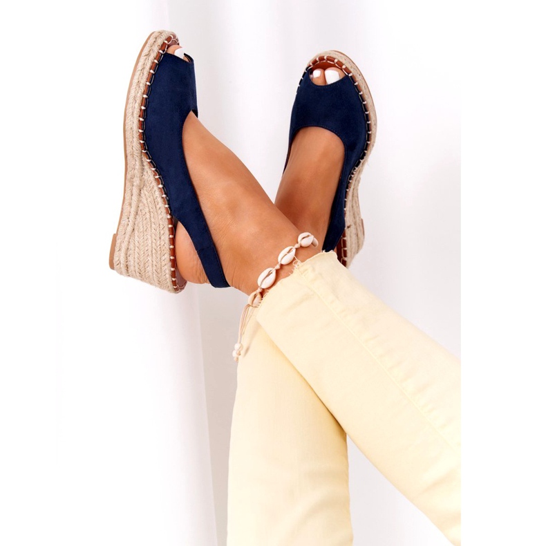 PG1 Sandales compensées Las Palomas avec tresses bleu marin 1